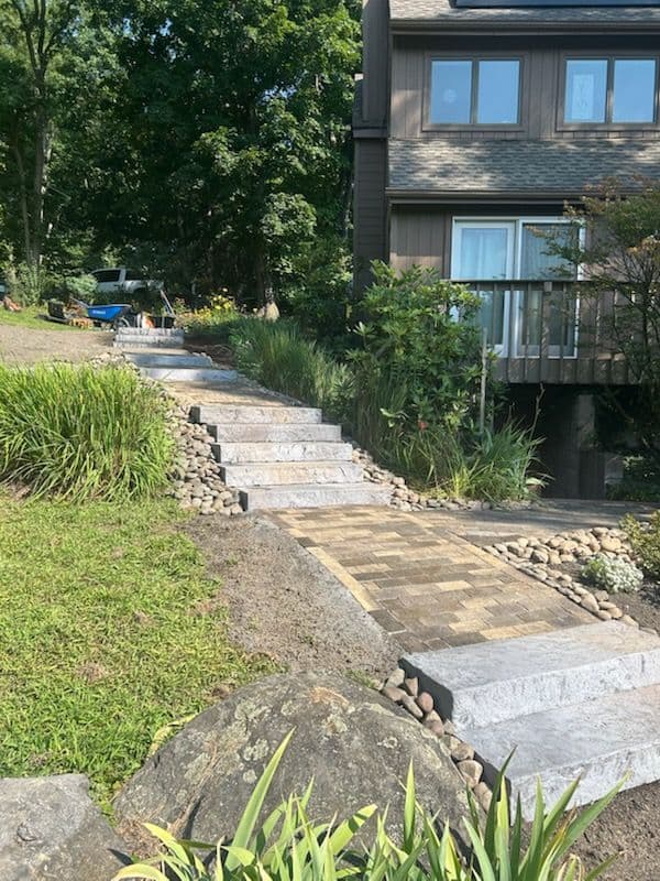 Repurposed Pavers Enhance Walkway in Highland image